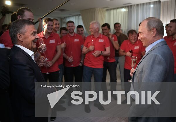 Vladimir Putin attends international combat sambo tournament