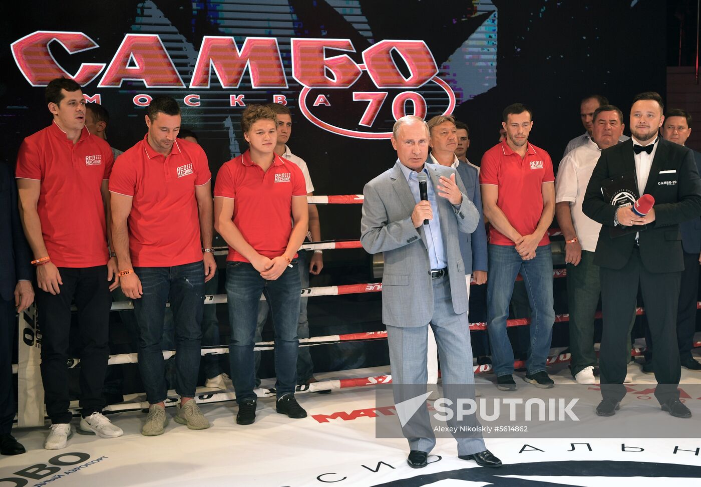 Vladimir Putin attends international combat sambo tournament