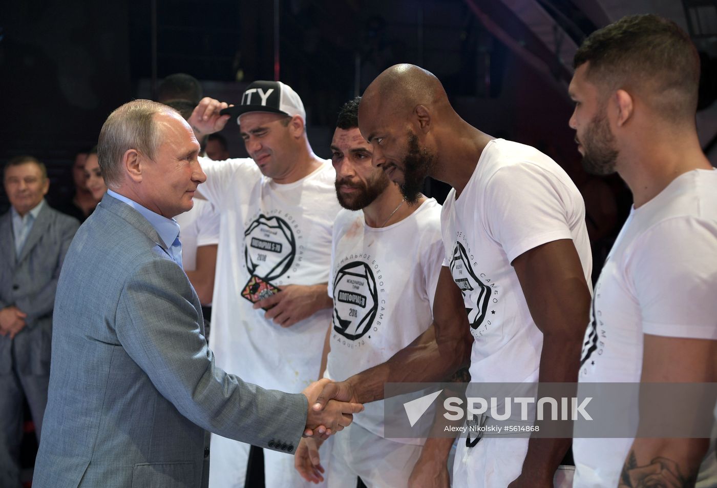 Vladimir Putin attends international combat sambo tournament