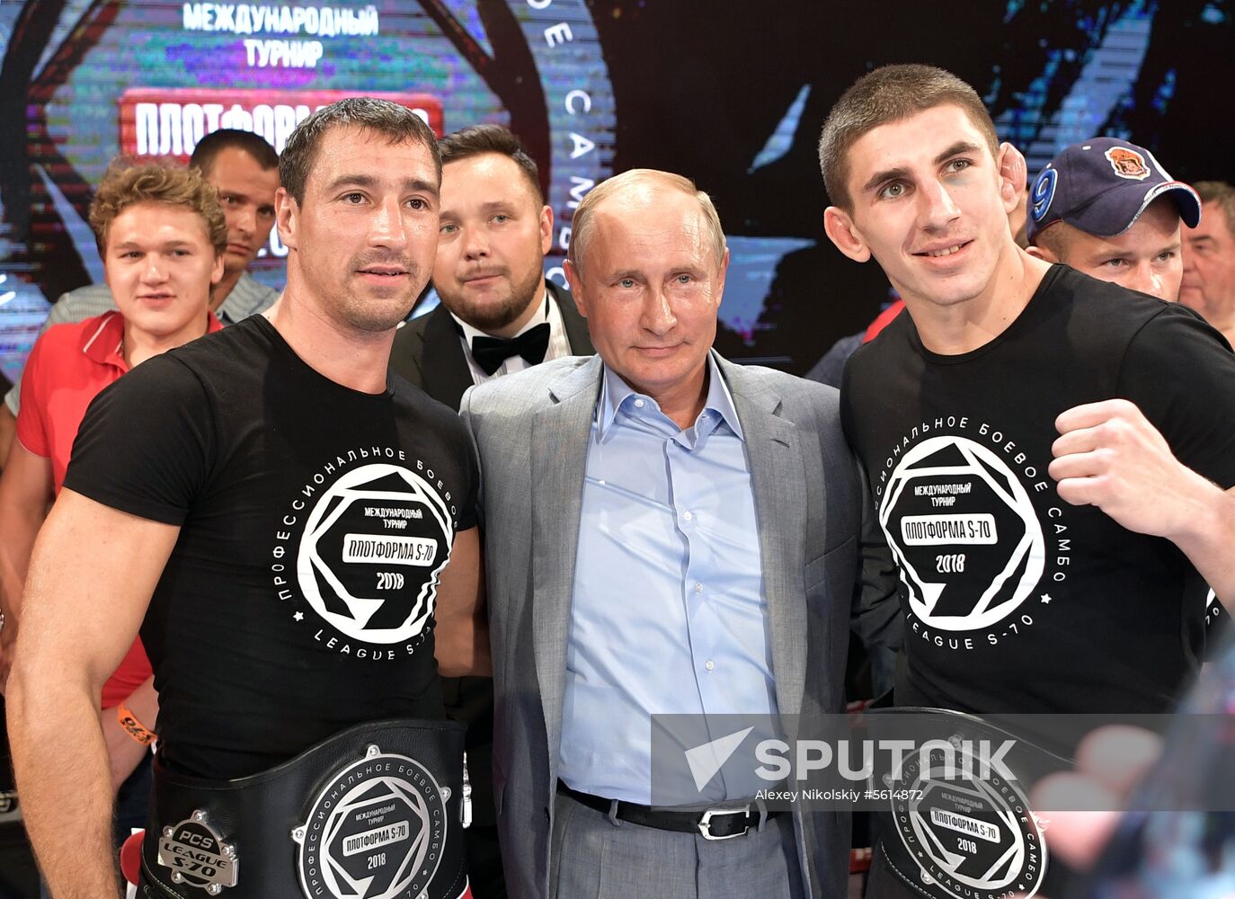 Vladimir Putin attends international combat sambo tournament