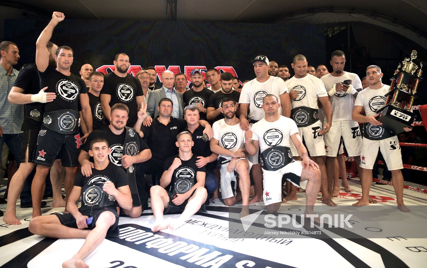 Vladimir Putin attends international combat sambo tournament