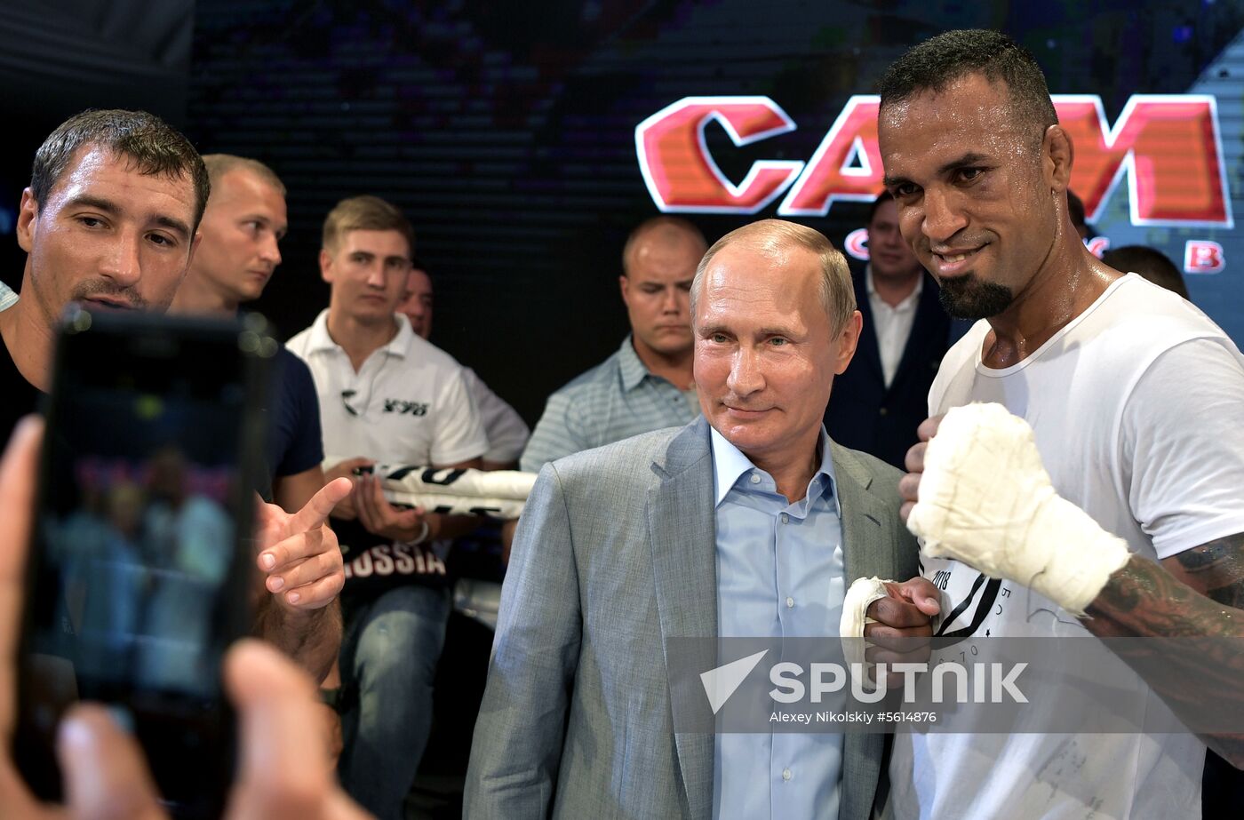 Vladimir Putin attends international combat sambo tournament