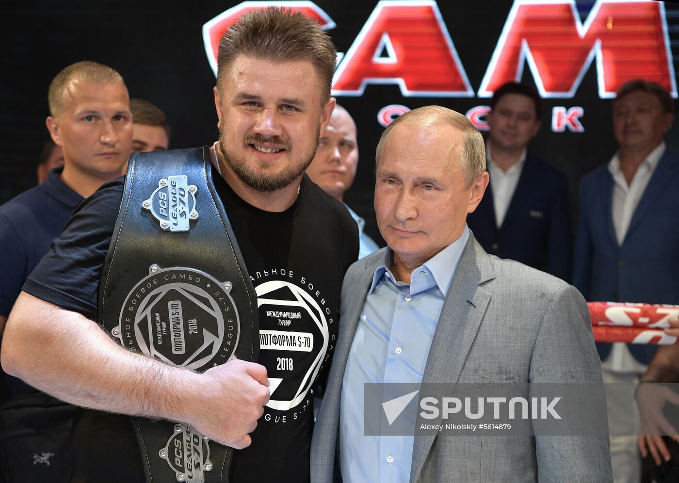 Vladimir Putin attends international combat sambo tournament