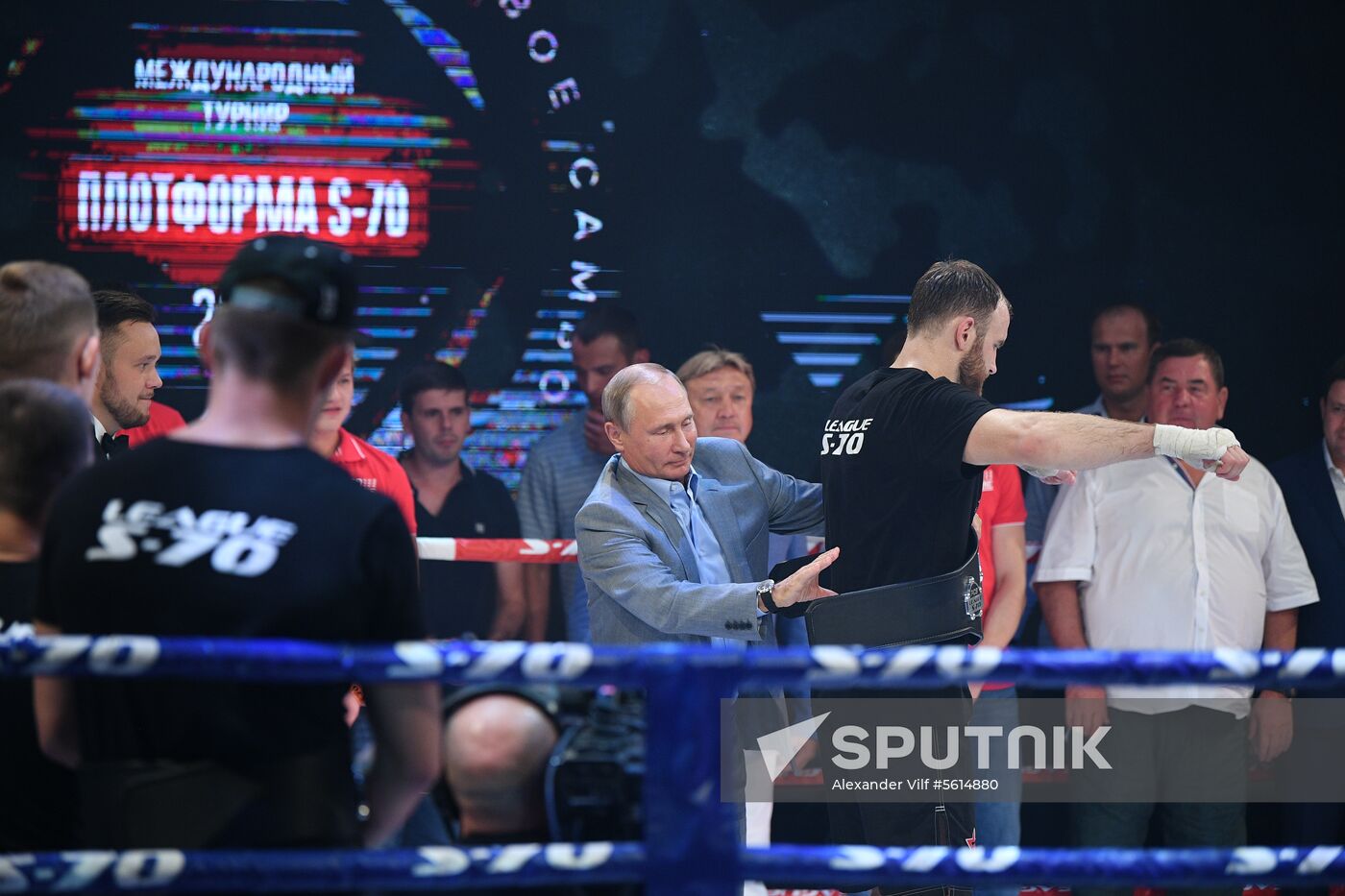 Vladimir Putin attends international combat sambo tournament