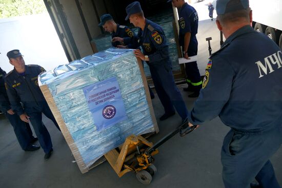 Russian Emergencies Ministry's 80th humanitarian aid convoy arrives in Donbass