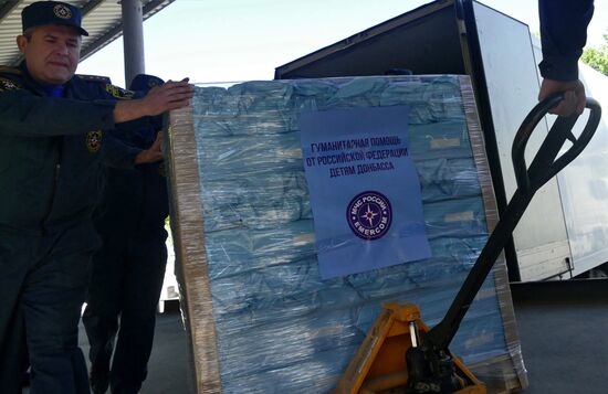 Russian Emergencies Ministry's 80th humanitarian aid convoy arrives in Donbass
