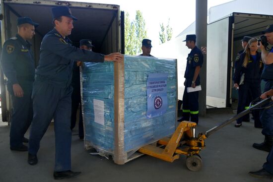 Russian Emergencies Ministry's 80th humanitarian aid convoy arrives in Donbass