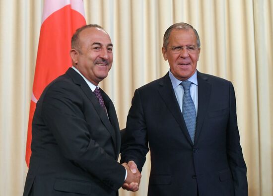 Meeting of Foreign Ministers of Russia and Turkey Sergey Lavrov and Mevlüt Cavusoglu