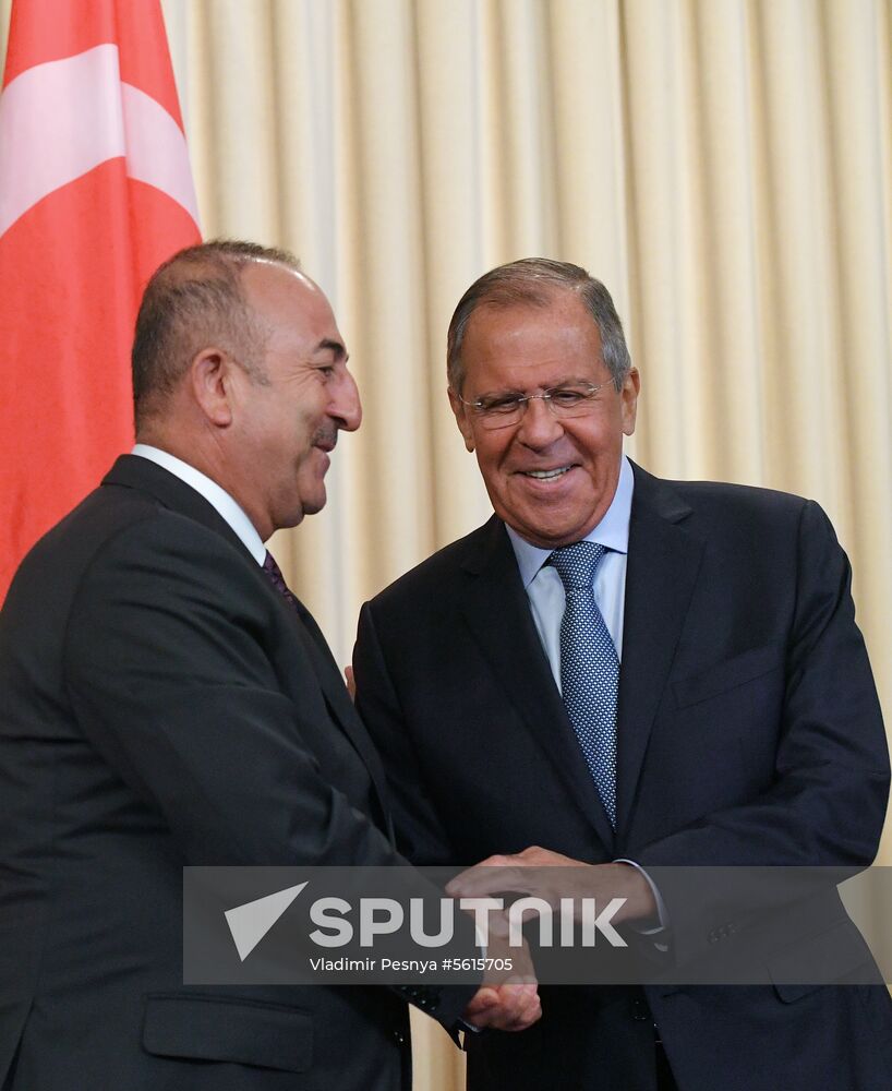 Meeting of Foreign Ministers of Russia and Turkey Sergey Lavrov and Mevlüt Cavusoglu