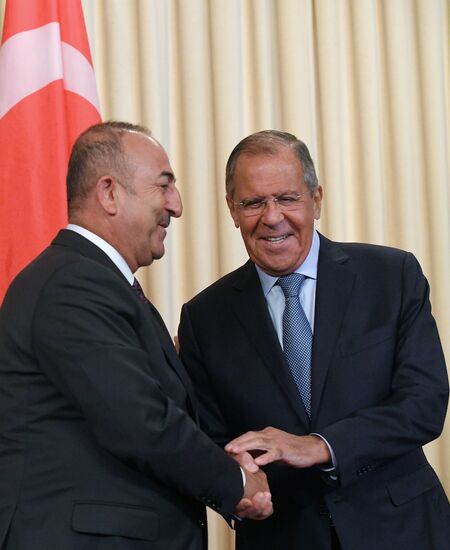 Meeting of Foreign Ministers of Russia and Turkey Sergey Lavrov and Mevlüt Cavusoglu