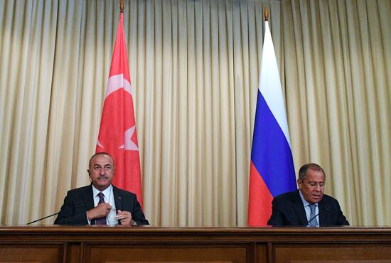 Meeting of Foreign Ministers of Russia and Turkey Sergey Lavrov and Mevlüt Cavusoglu