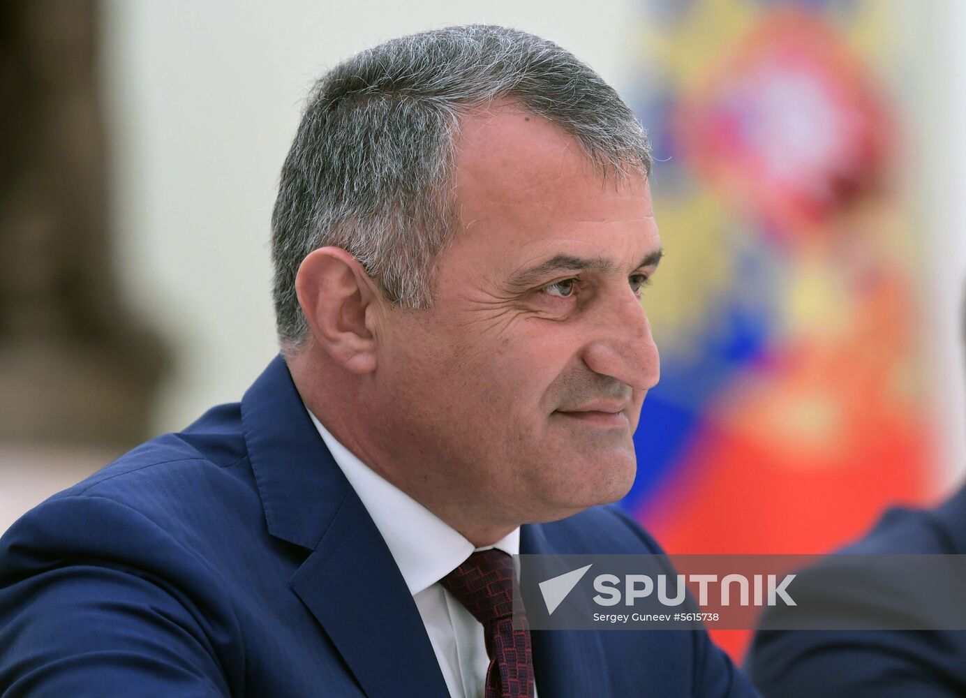 Russian President Vladimir Putin meets with President of the Republic of Abkhazia Raul Khadzhimba and President of South Ossetia Anatoly Bibilov