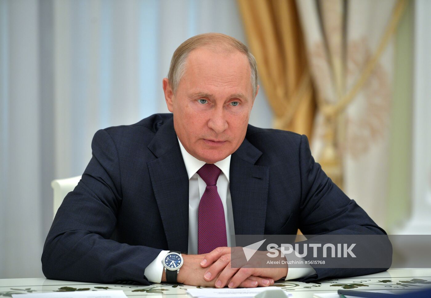 Russian President Vladimir Putin meets with President of the Republic of Abkhazia Raul Khadzhimba and President of South Ossetia Anatoly Bibilov