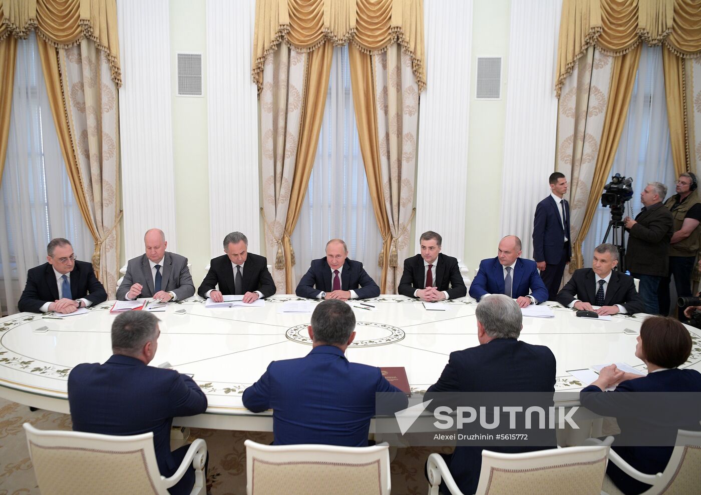 Russian President Vladimir Putin meets with President of the Republic of Abkhazia Raul Khadzhimba and President of South Ossetia Anatoly Bibilov