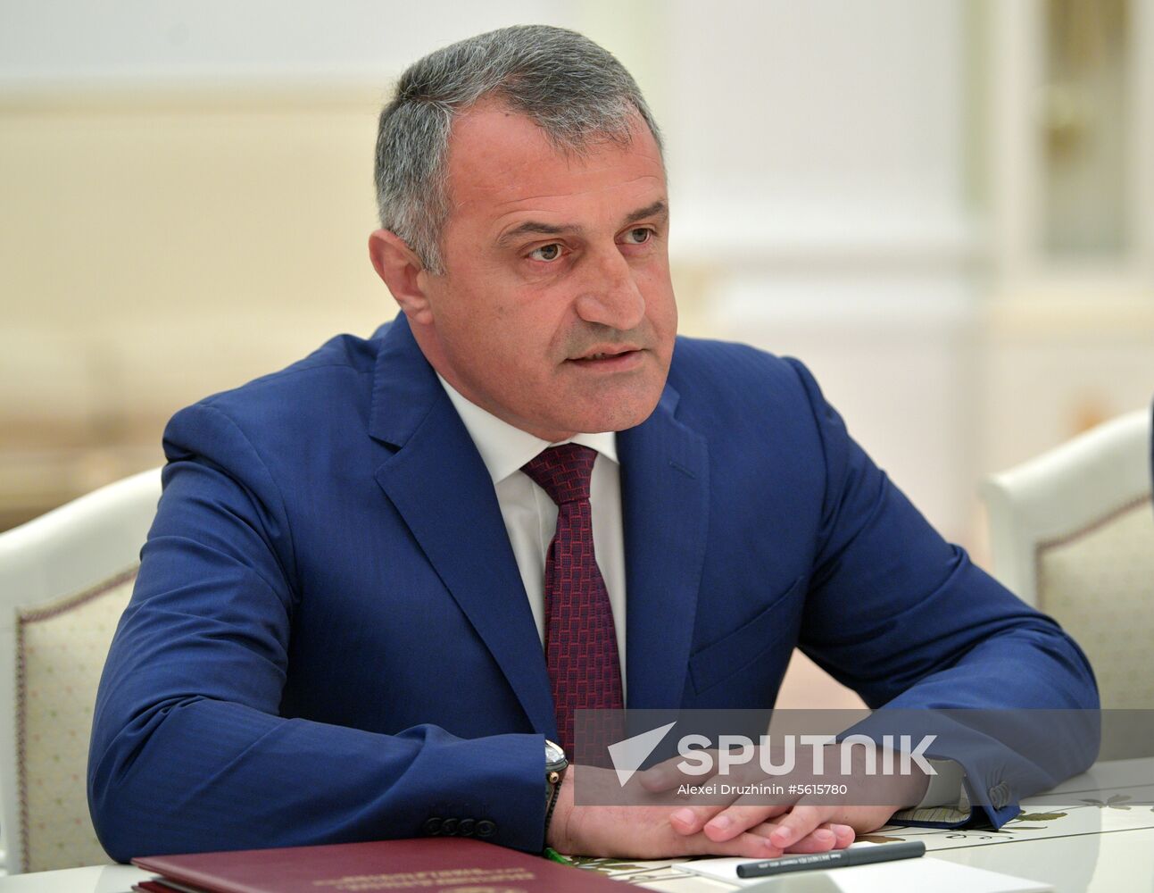 Russian President Vladimir Putin meets with President of the Republic of Abkhazia Raul Khadzhimba and President of South Ossetia Anatoly Bibilov