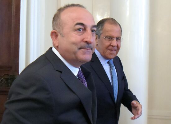 Meeting of Foreign Ministers of Russia and Turkey Sergey Lavrov and Mevlüt Cavusoglu