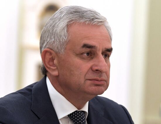 Russian President Vladimir Putin meets with President of the Republic of Abkhazia Raul Khadzhimba and President of South Ossetia Anatoly Bibilov