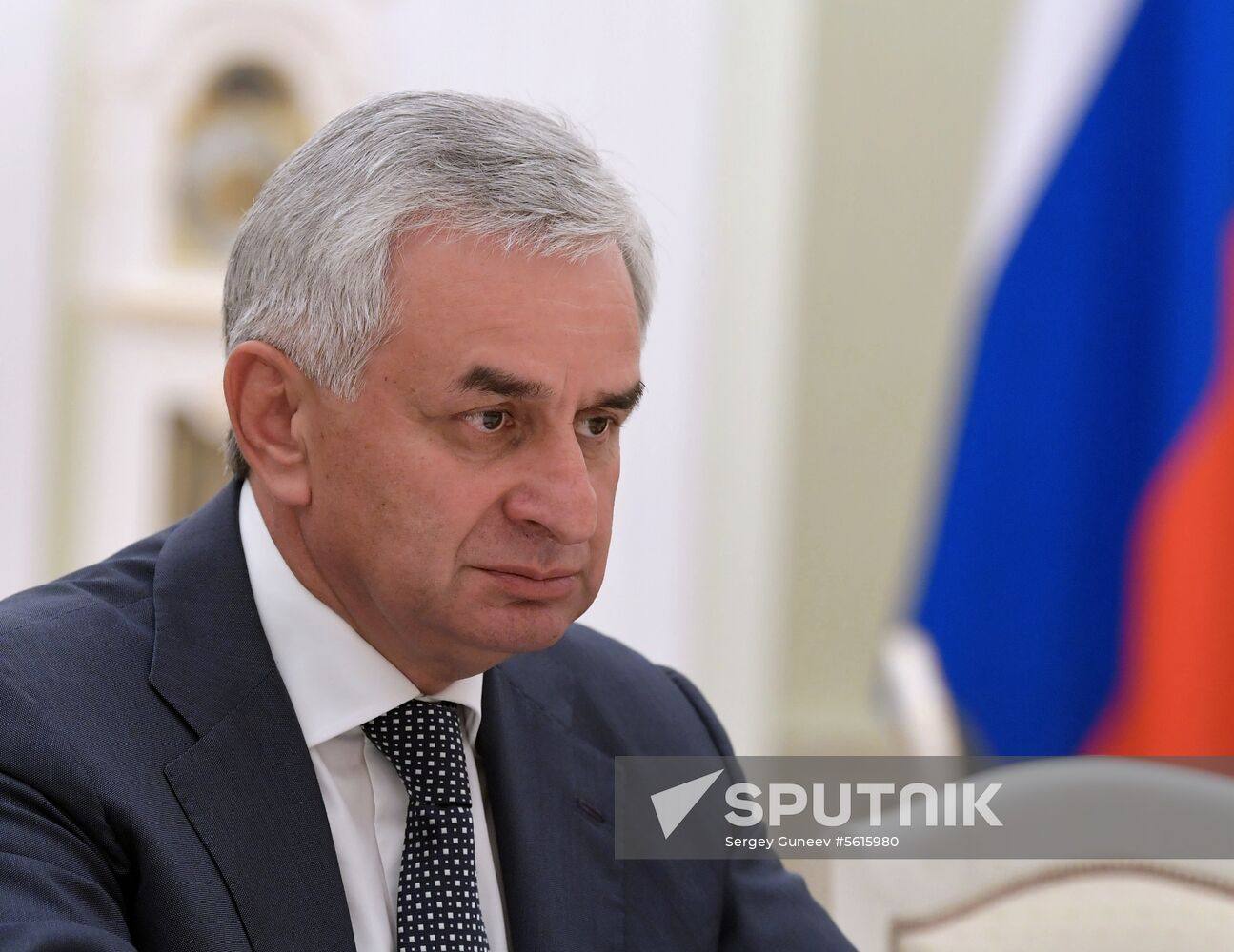 Russian President Vladimir Putin meets with President of the Republic of Abkhazia Raul Khadzhimba and President of South Ossetia Anatoly Bibilov