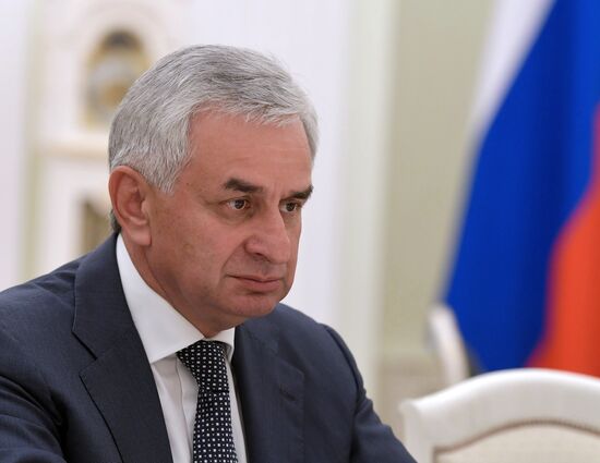 Russian President Vladimir Putin meets with President of the Republic of Abkhazia Raul Khadzhimba and President of South Ossetia Anatoly Bibilov