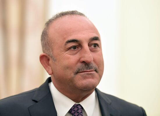 Russian President Vladimir Putin meets with Turkish Foreign Minister Mevlut Cavusoglu