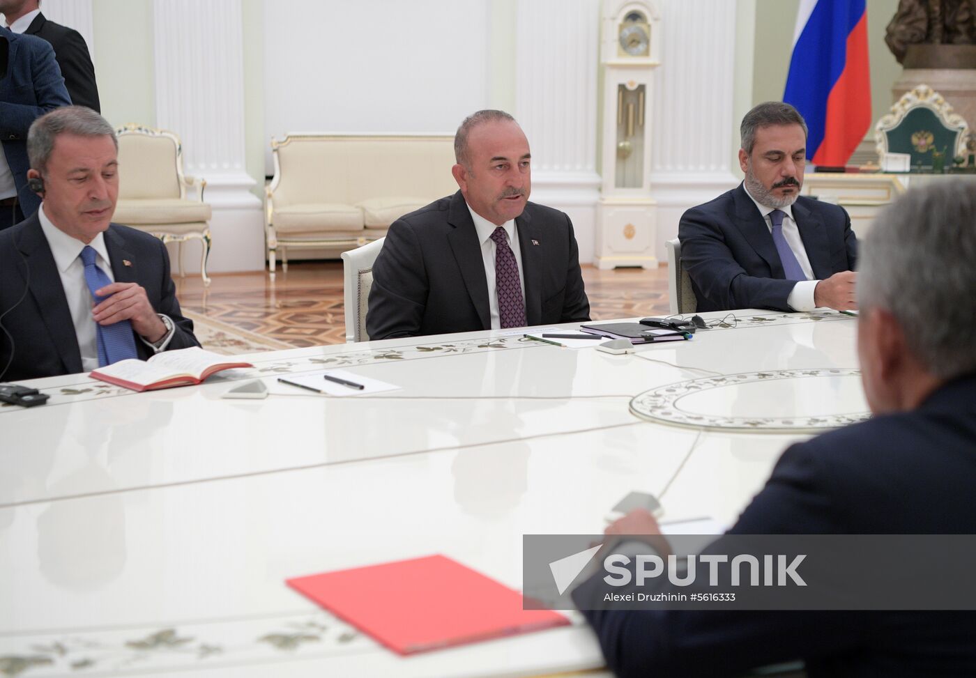 Russian President Vladimir Putin meets with Turkish Foreign Minister Mevlut Cavusoglu