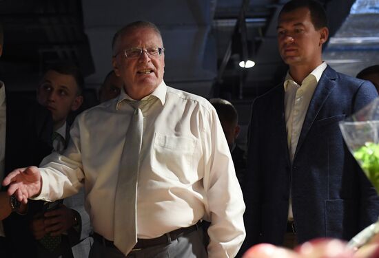 Liberal Democratic Party leader Vladimir Zhirinovsky visits Central market