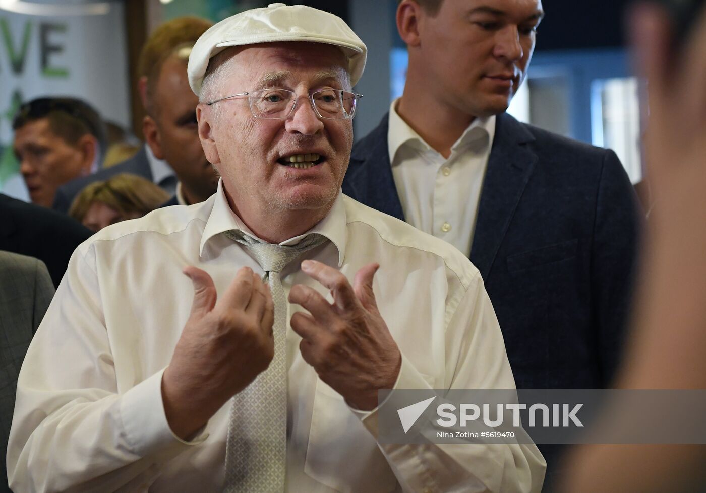 Liberal Democratic Party leader Vladimir Zhirinovsky visits Central market
