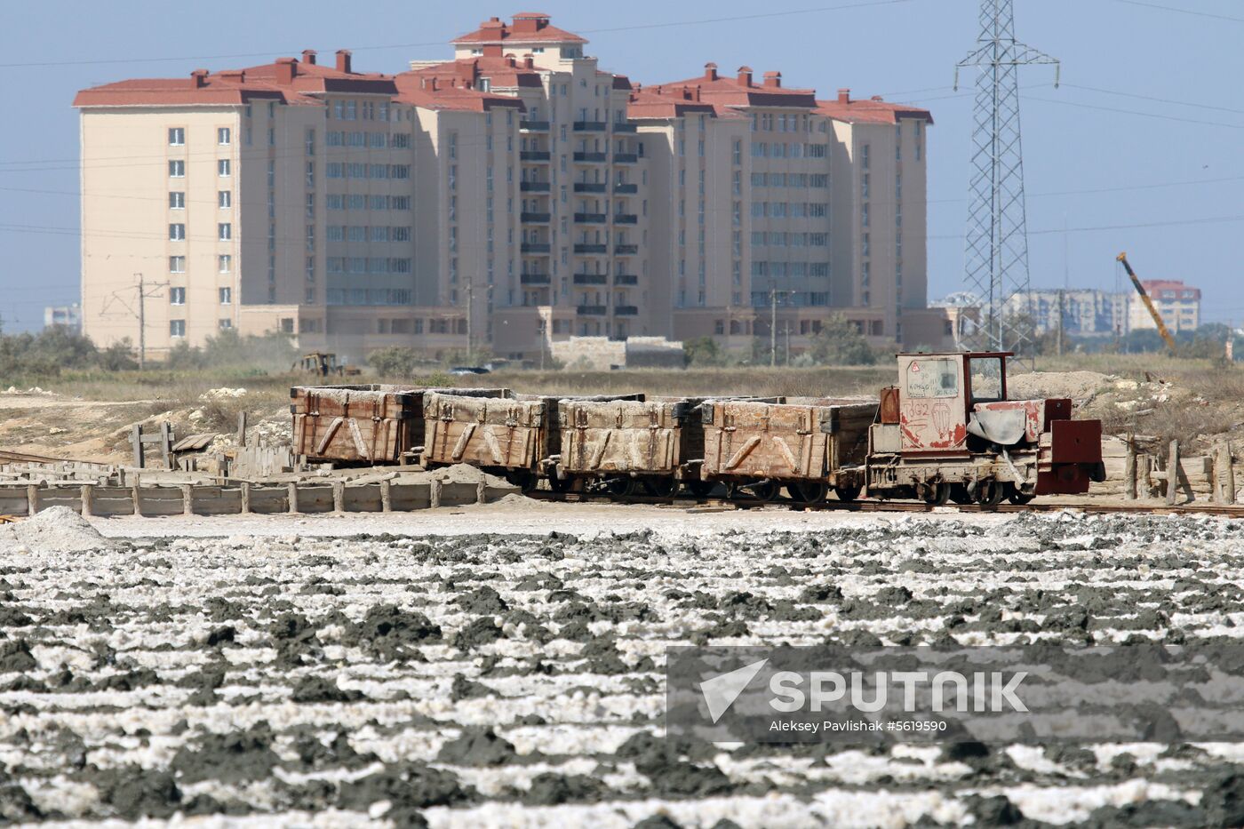 Salt harvesting on Sasyk-Sivash lake