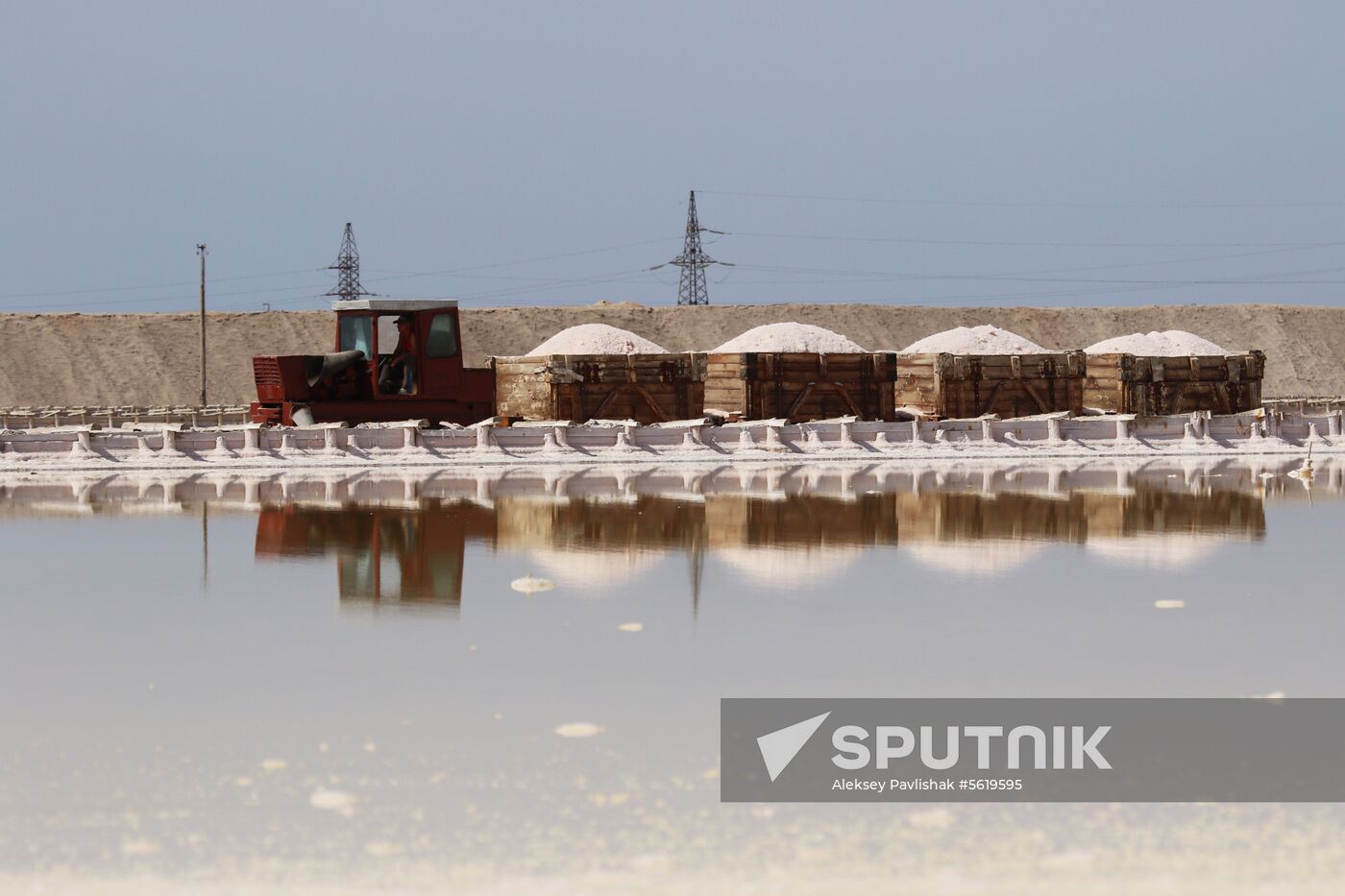 Salt harvesting on Sasyk-Sivash lake