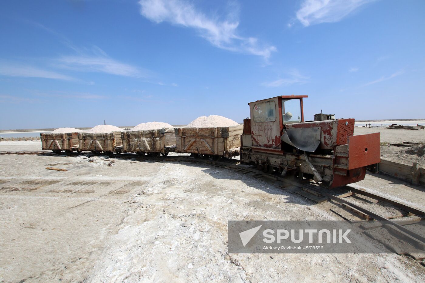 Salt harvesting on Sasyk-Sivash lake