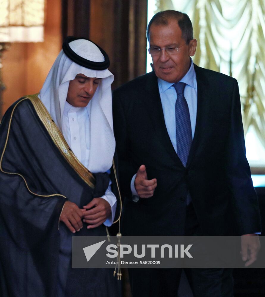 Russian Foreign Minister Sergei Lavrov meets with Saudi Foreign Minister Adel bin Ahmed Al-Jubeir