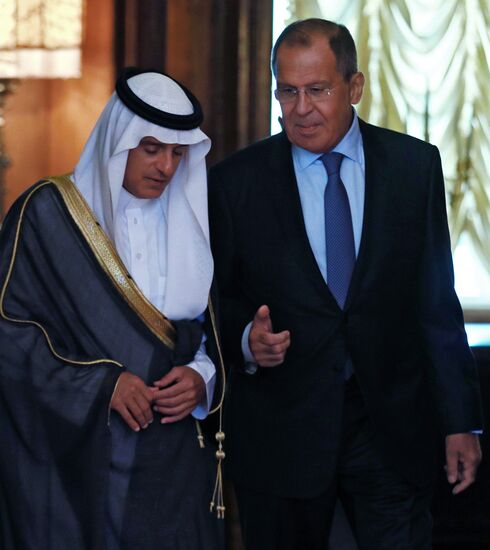Russian Foreign Minister Sergei Lavrov meets with Saudi Foreign Minister Adel bin Ahmed Al-Jubeir