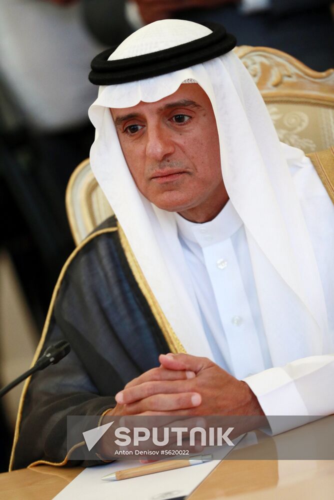 Russian Foreign Minister Sergei Lavrov meets with Saudi Foreign Minister Adel bin Ahmed Al-Jubeir