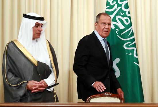 Russian Foreign Minister Sergei Lavrov meets with Saudi Foreign Minister Adel bin Ahmed Al-Jubeir