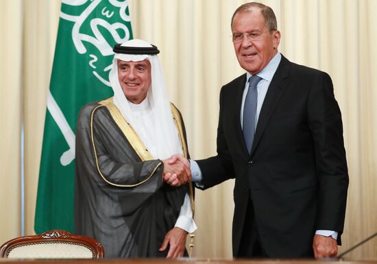 Russian Foreign Minister Sergei Lavrov meets with Saudi Foreign Minister Adel bin Ahmed Al-Jubeir