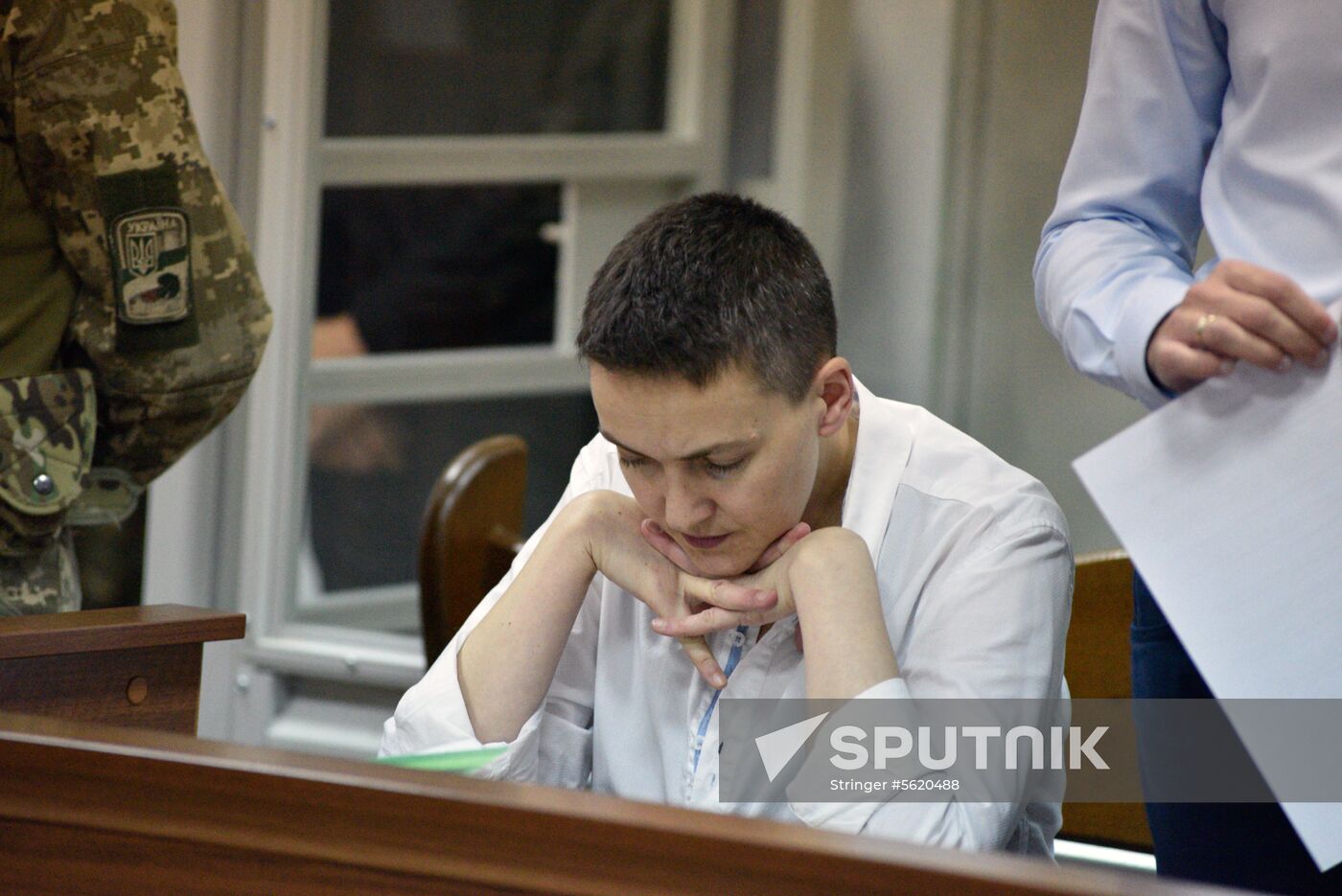Nadezhda Savchenko, deputy of Ukraine's Verkhovna Rada, at a hearing of the Shevchenkovsky District Court of Kiev. The court ruled in favor of Savchenko's continuing arrest. Location: Ukraine, Kiev. Author: Stringer/Sputnik. Kiev court hears appeal against Nadezhda Savchenko's arrest