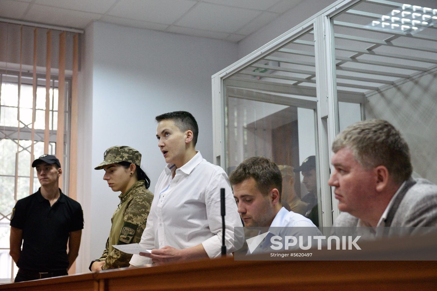 Ukraine's Verkhovna Rada deputy Nadezhda Savchenko, center, during the hearing at the Shevchenko District Court in Kiev, which has upheld the deputy's arrest. Location: Ukraine, Kiev. Author: Stringer/Sputnik. Kiev court hears appeal against Nadezhda Savchenko's arrest