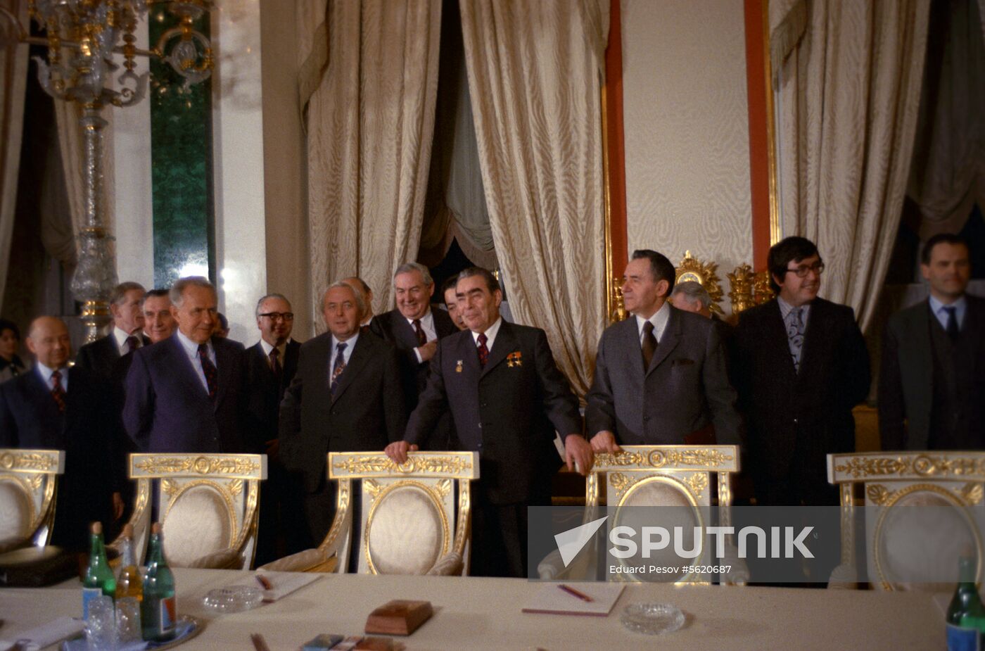 British Prime Minister Harold Wilson on visit to USSR