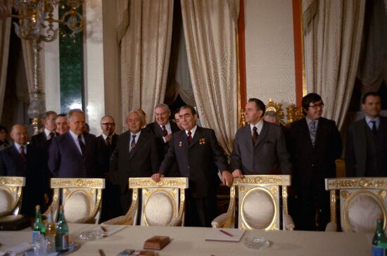 British Prime Minister Harold Wilson on visit to USSR