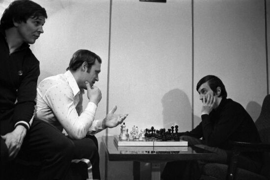 Chess player Anatoly Karpov and ice hockey players Maltsev and Petrov