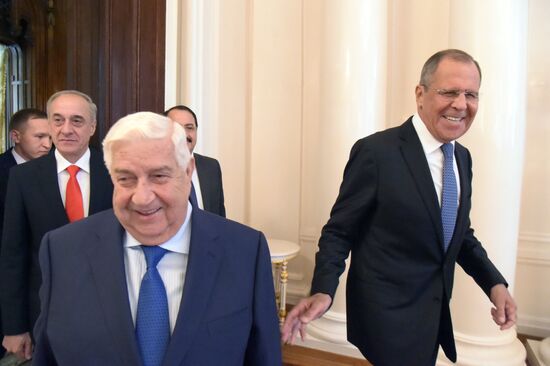 Russian, Syrian Foreign Ministers Lavrov and Muallem meeting