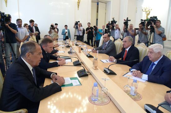 Russian, Syrian Foreign Ministers Lavrov and Muallem meeting