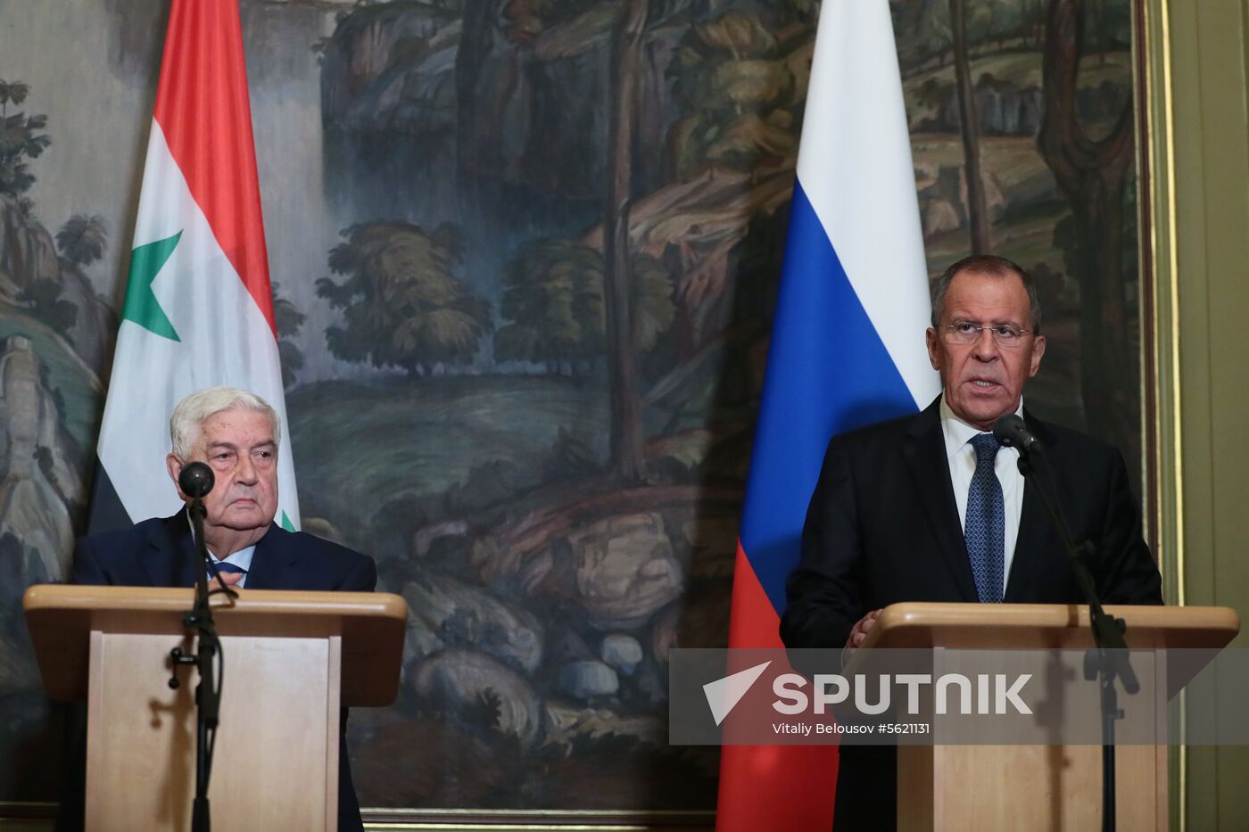 Russian, Syrian Foreign Ministers Lavrov and Muallem meeting