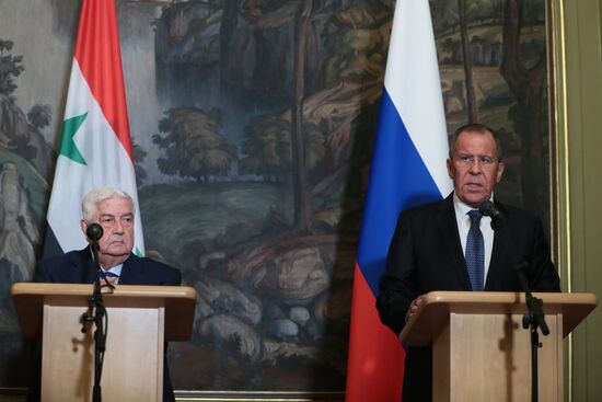Russian, Syrian Foreign Ministers Lavrov and Muallem meeting