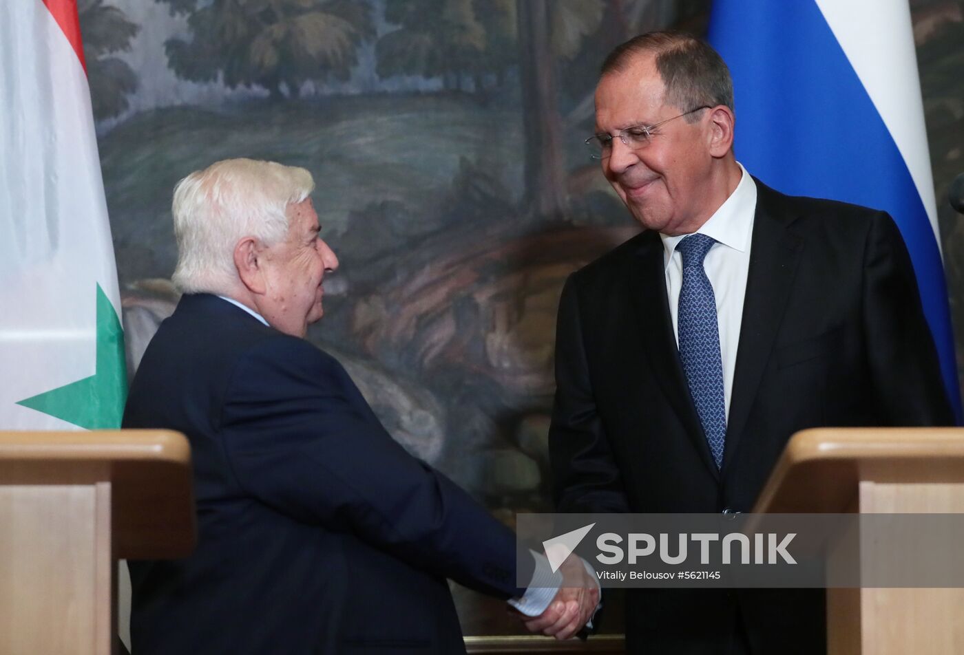 Russian, Syrian Foreign Ministers Lavrov and Muallem meeting