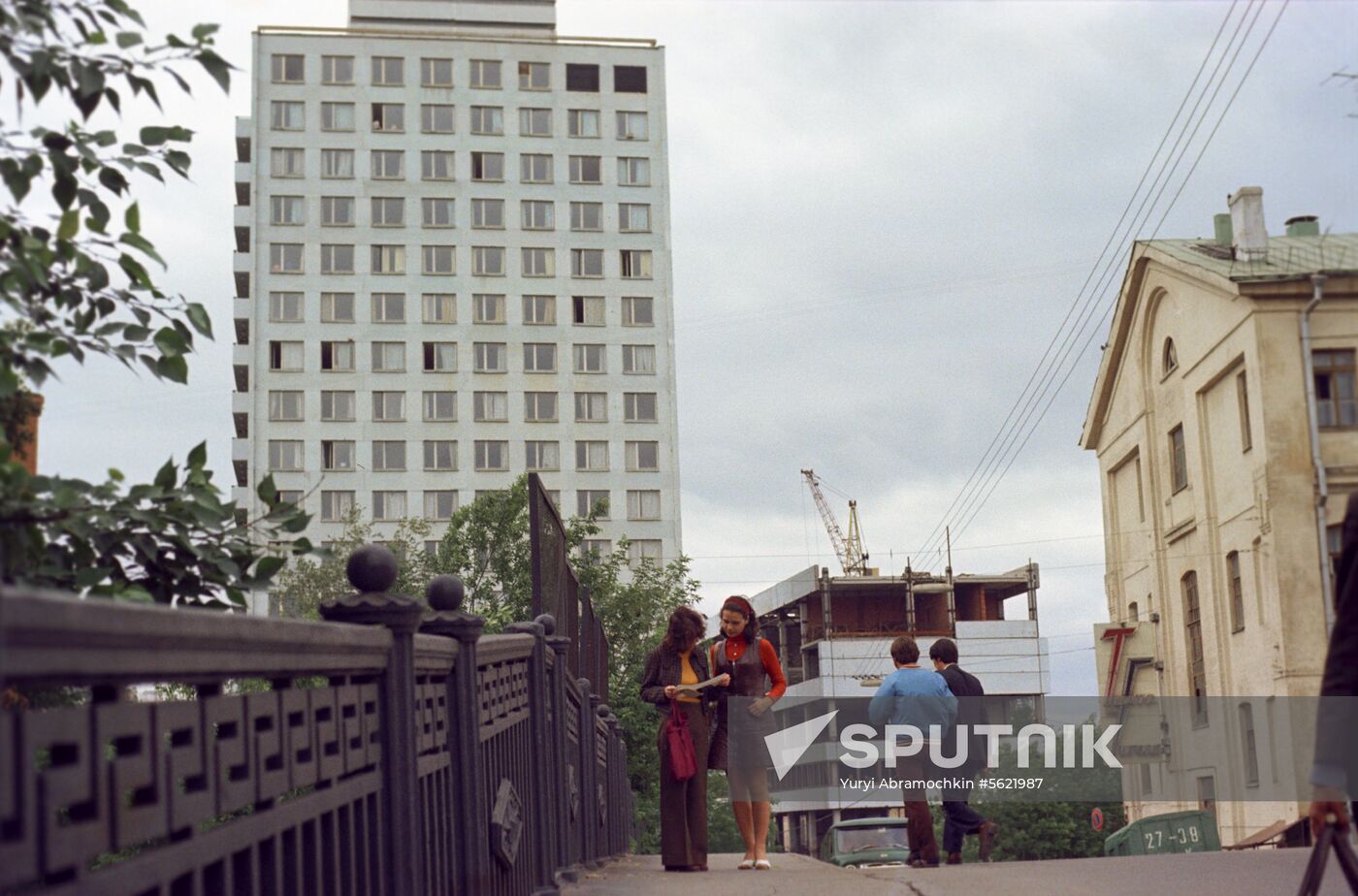 Students near dormitory