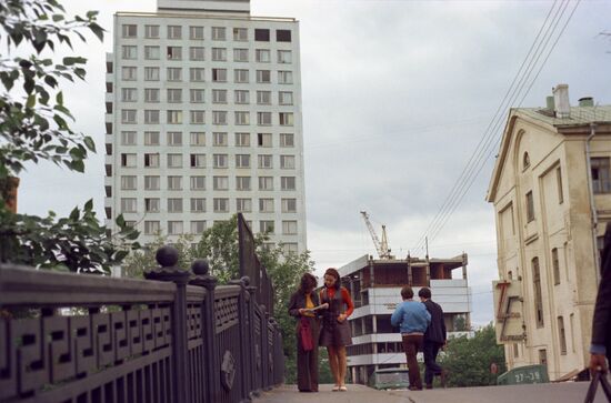 Students near dormitory