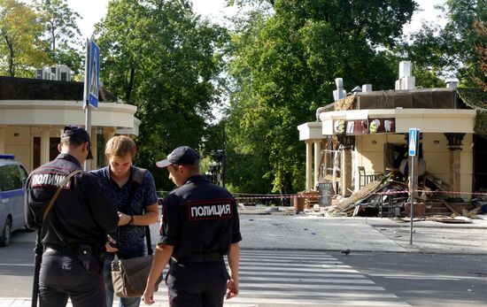 Bombing site in Separ café in Donetsk