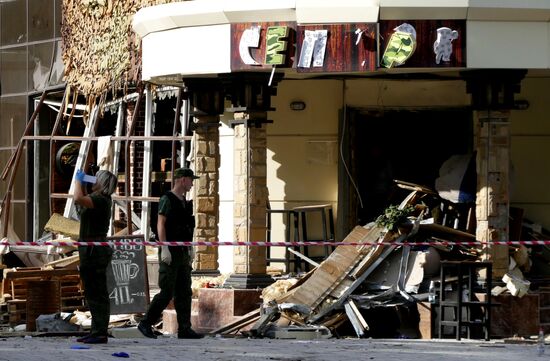 Bombing site in Separ café in Donetsk