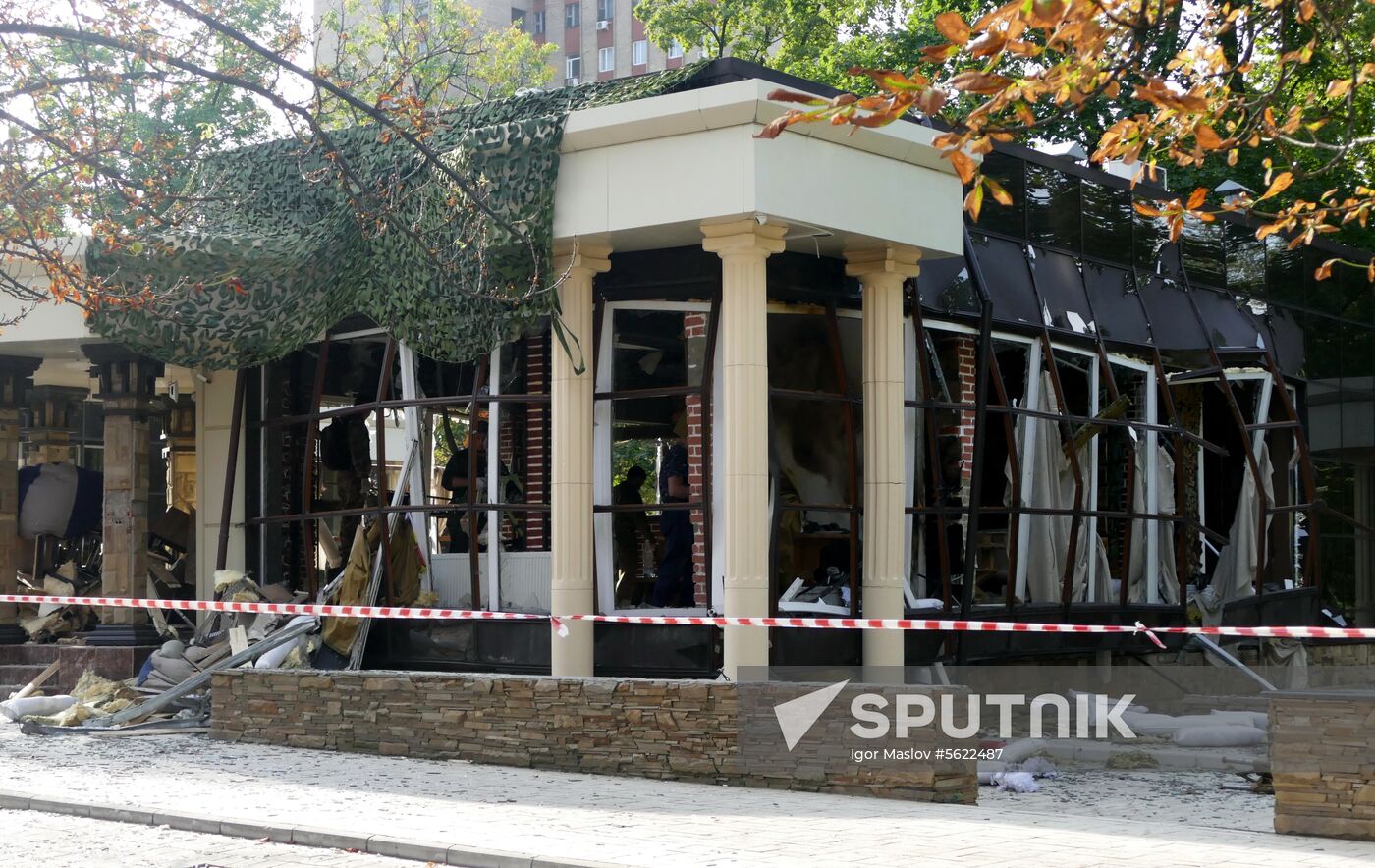Bombing site in Separ café in Donetsk